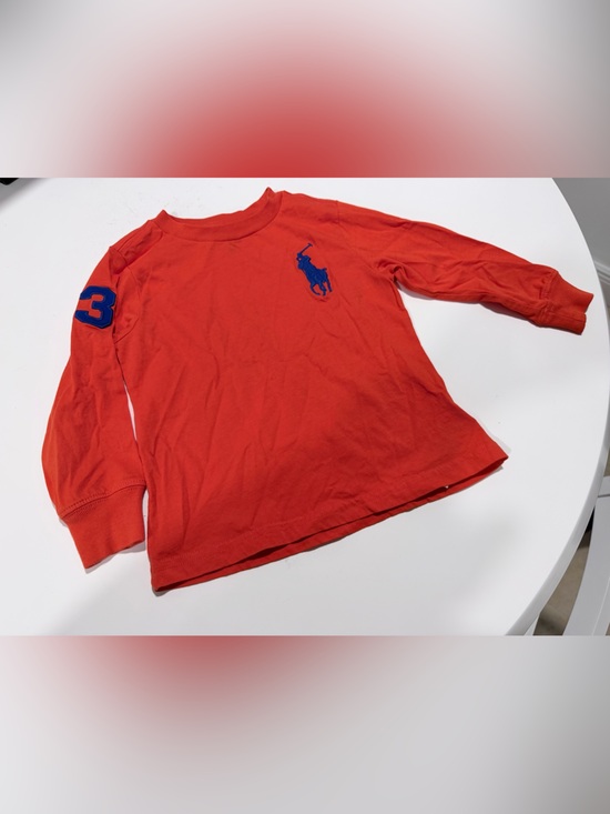 Polo Ralph Lauren Other - Polo Ralph Lauren Kids Long-Sleeve orange Shirt with navy Blue Logo. 2T kids.